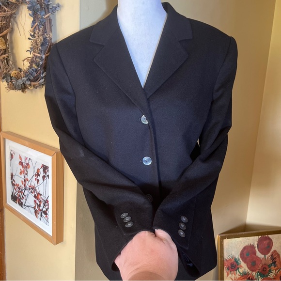 Vintage TALBOTS Size 14 100% Cashmere Blue Blazer Career Classic 3-Btn Nautical - Picture 4 of 13
